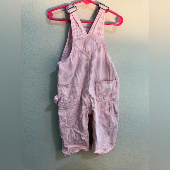 Larkin McKey Pink and White Overalls 12 Months Baby Girl - Picture 4 of 4